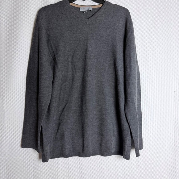 Greg Norman Collection Other - Greg Norman‎ Merino Wool Men V Neck Long Sleeve Sweater Gray Large Cozy Warm